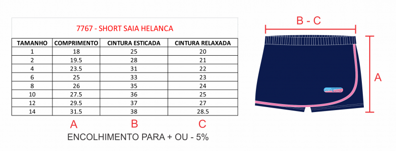 Short best sale saia helanca